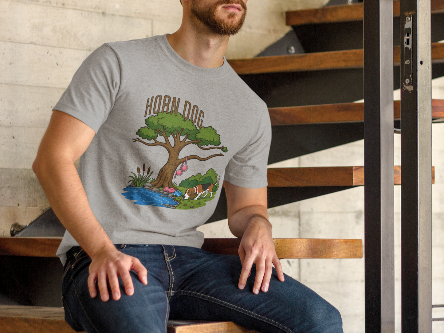 Horn Dog Tree Scene T-Shirt